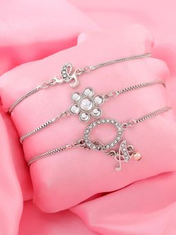 Estele - RAKHI COMBO of 3 - Rhodium Plated A and G Letter Designer Rakhi Bracelets For Men and Women